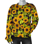 Hand Drawn Sunflower Pattern Print Women's Crewneck Sweatshirt GearFrost