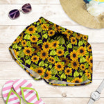 Hand Drawn Sunflower Pattern Print Women's Shorts
