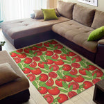 Hand Drawn Tomato Pattern Print Area Rug