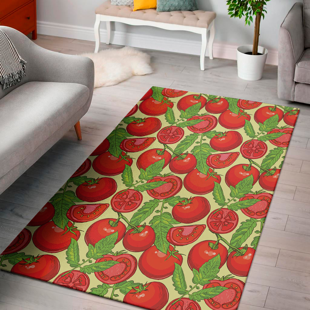 Hand Drawn Tomato Pattern Print Area Rug