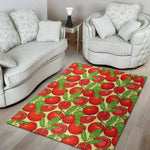 Hand Drawn Tomato Pattern Print Area Rug