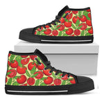 Hand Drawn Tomato Pattern Print Black High Top Shoes