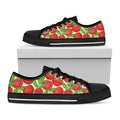 Hand Drawn Tomato Pattern Print Black Low Top Sneakers