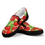 Hand Drawn Tomato Pattern Print Black Slip On Shoes