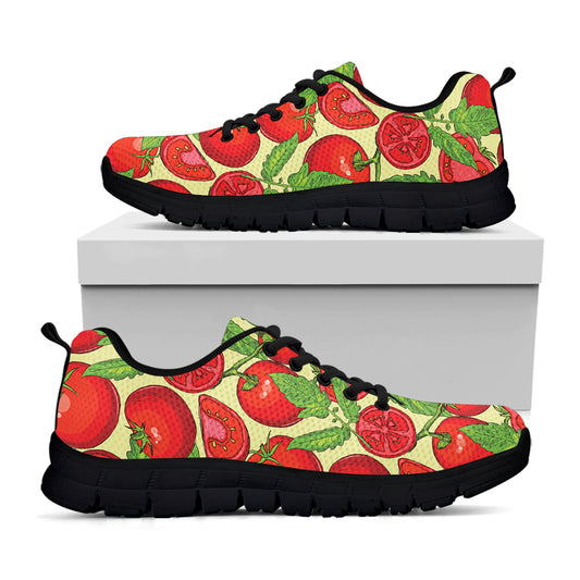 Hand Drawn Tomato Pattern Print Black Sneakers