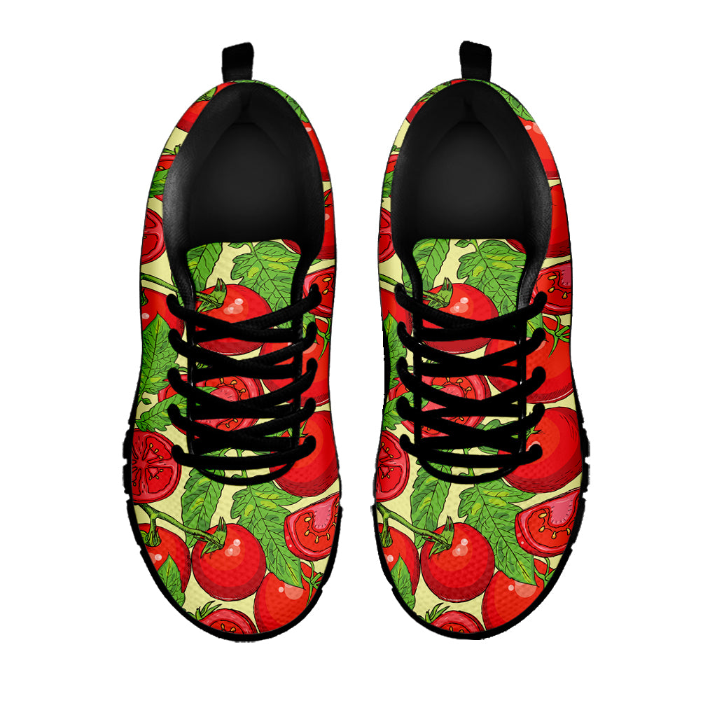 Hand Drawn Tomato Pattern Print Black Sneakers