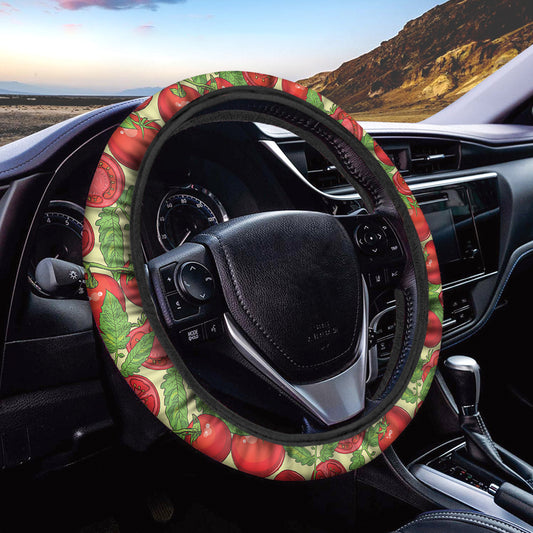 Hand Drawn Tomato Pattern Print Car Steering Wheel Cover