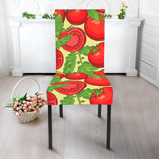 Hand Drawn Tomato Pattern Print Dining Chair Slipcover