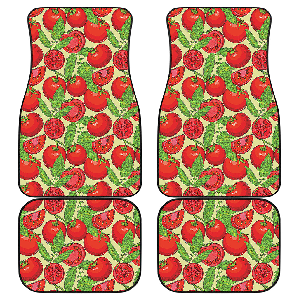 Hand Drawn Tomato Pattern Print Front and Back Car Floor Mats