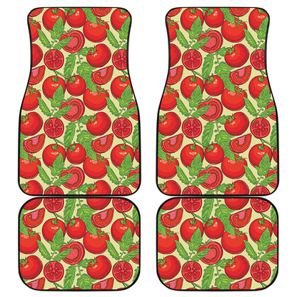 Hand Drawn Tomato Pattern Print Front and Back Car Floor Mats
