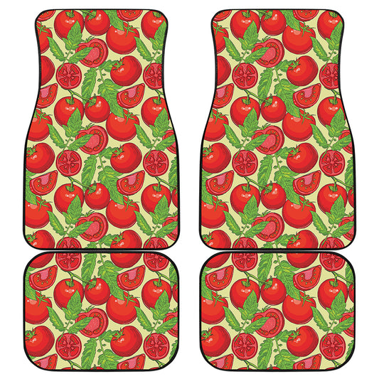 Hand Drawn Tomato Pattern Print Front and Back Car Floor Mats