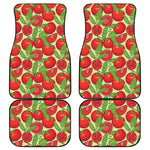 Hand Drawn Tomato Pattern Print Front and Back Car Floor Mats