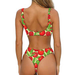 Hand Drawn Tomato Pattern Print Front Bow Tie Bikini