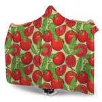 Hand Drawn Tomato Pattern Print Hooded Blanket