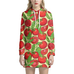 Hand Drawn Tomato Pattern Print Hoodie Dress