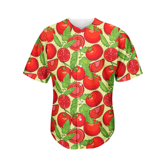 Hand Drawn Tomato Pattern Print Men's Baseball Jersey