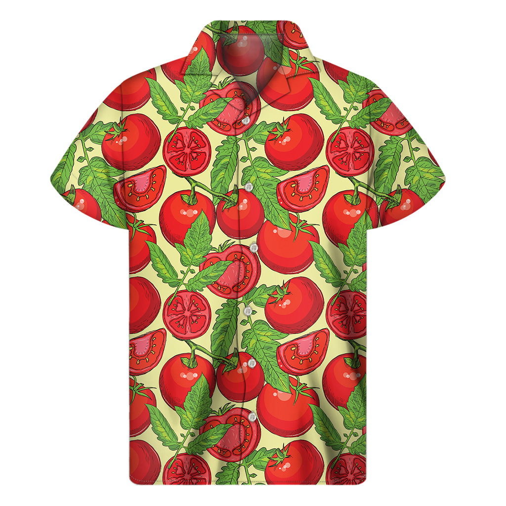 Hand Drawn Tomato Pattern Print Men's Short Sleeve Shirt
