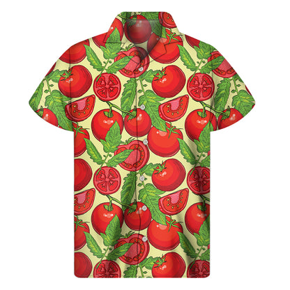 Hand Drawn Tomato Pattern Print Men's Short Sleeve Shirt