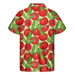 Hand Drawn Tomato Pattern Print Men's Short Sleeve Shirt