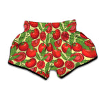 Hand Drawn Tomato Pattern Print Muay Thai Boxing Shorts