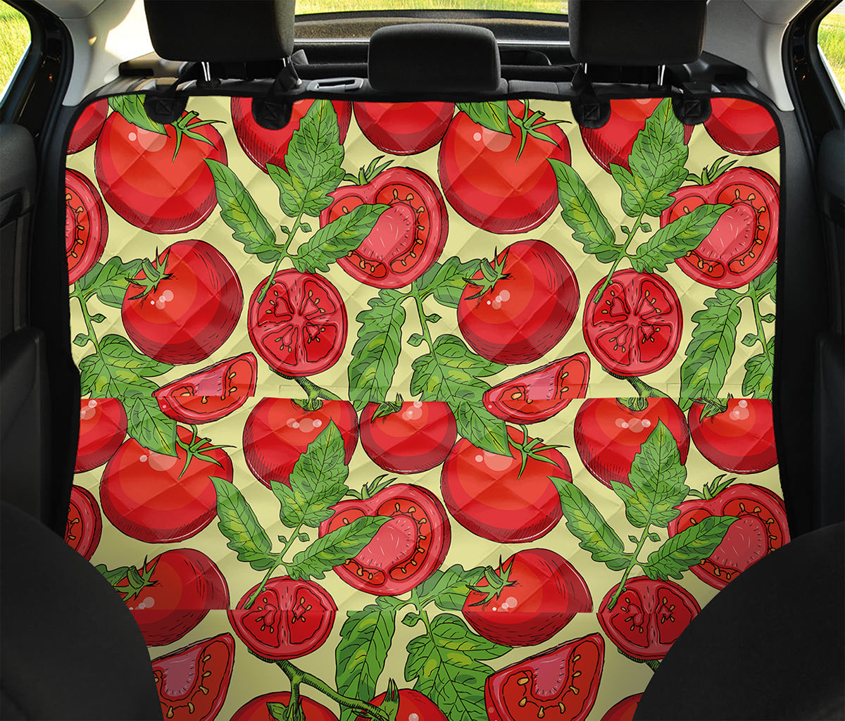 Hand Drawn Tomato Pattern Print Pet Car Back Seat Cover