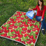 Hand Drawn Tomato Pattern Print Quilt