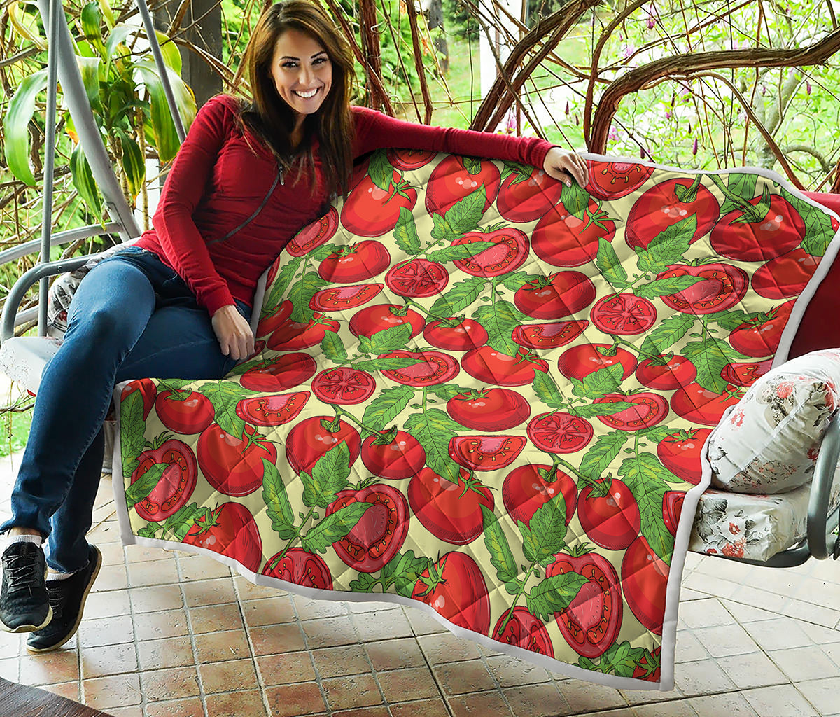 Hand Drawn Tomato Pattern Print Quilt