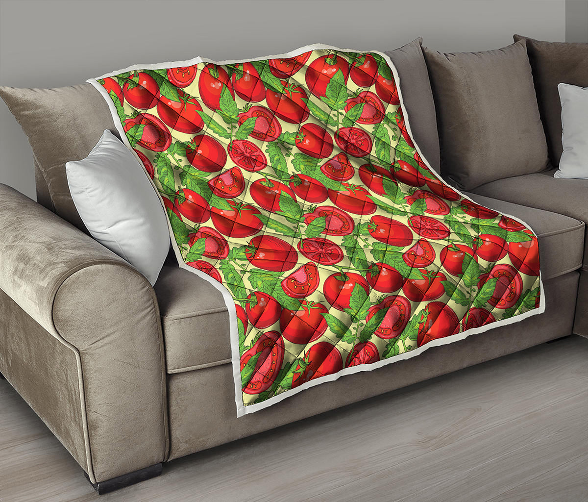 Hand Drawn Tomato Pattern Print Quilt