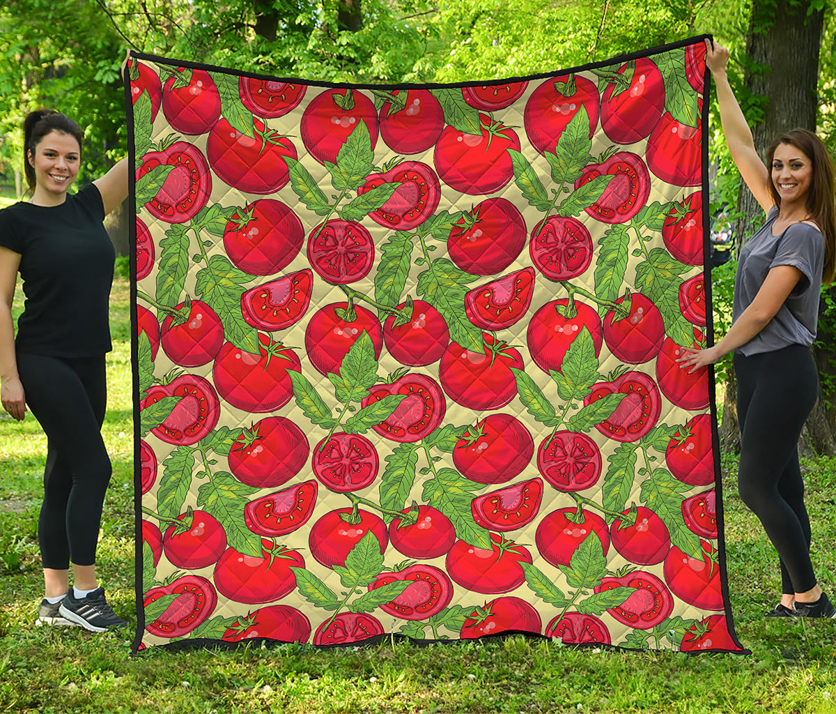 Hand Drawn Tomato Pattern Print Quilt