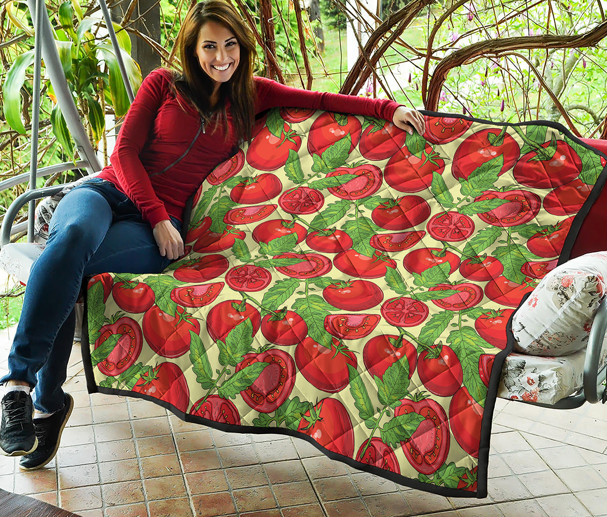 Hand Drawn Tomato Pattern Print Quilt