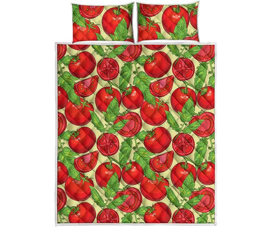 Hand Drawn Tomato Pattern Print Quilt Bed Set