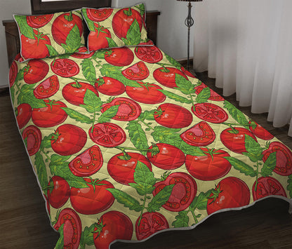 Hand Drawn Tomato Pattern Print Quilt Bed Set