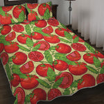 Hand Drawn Tomato Pattern Print Quilt Bed Set