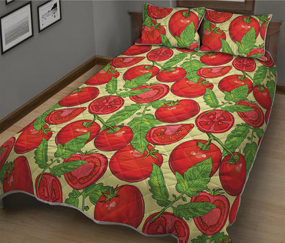 Hand Drawn Tomato Pattern Print Quilt Bed Set