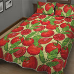 Hand Drawn Tomato Pattern Print Quilt Bed Set
