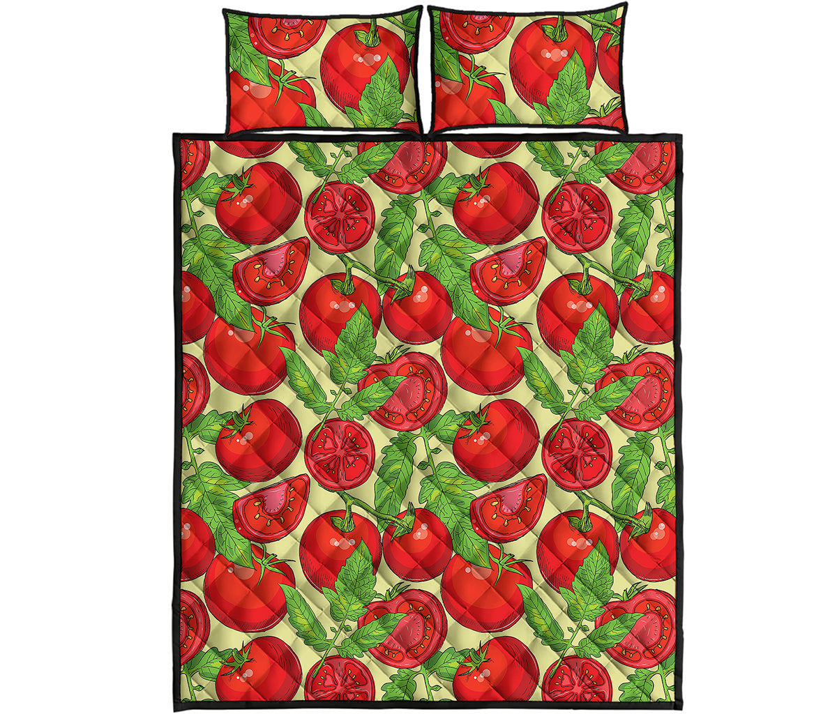 Hand Drawn Tomato Pattern Print Quilt Bed Set