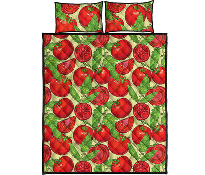 Hand Drawn Tomato Pattern Print Quilt Bed Set