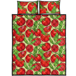 Hand Drawn Tomato Pattern Print Quilt Bed Set