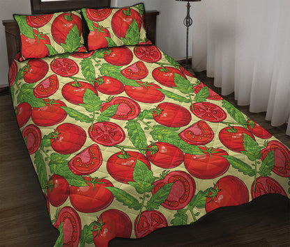 Hand Drawn Tomato Pattern Print Quilt Bed Set