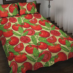 Hand Drawn Tomato Pattern Print Quilt Bed Set