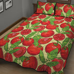 Hand Drawn Tomato Pattern Print Quilt Bed Set