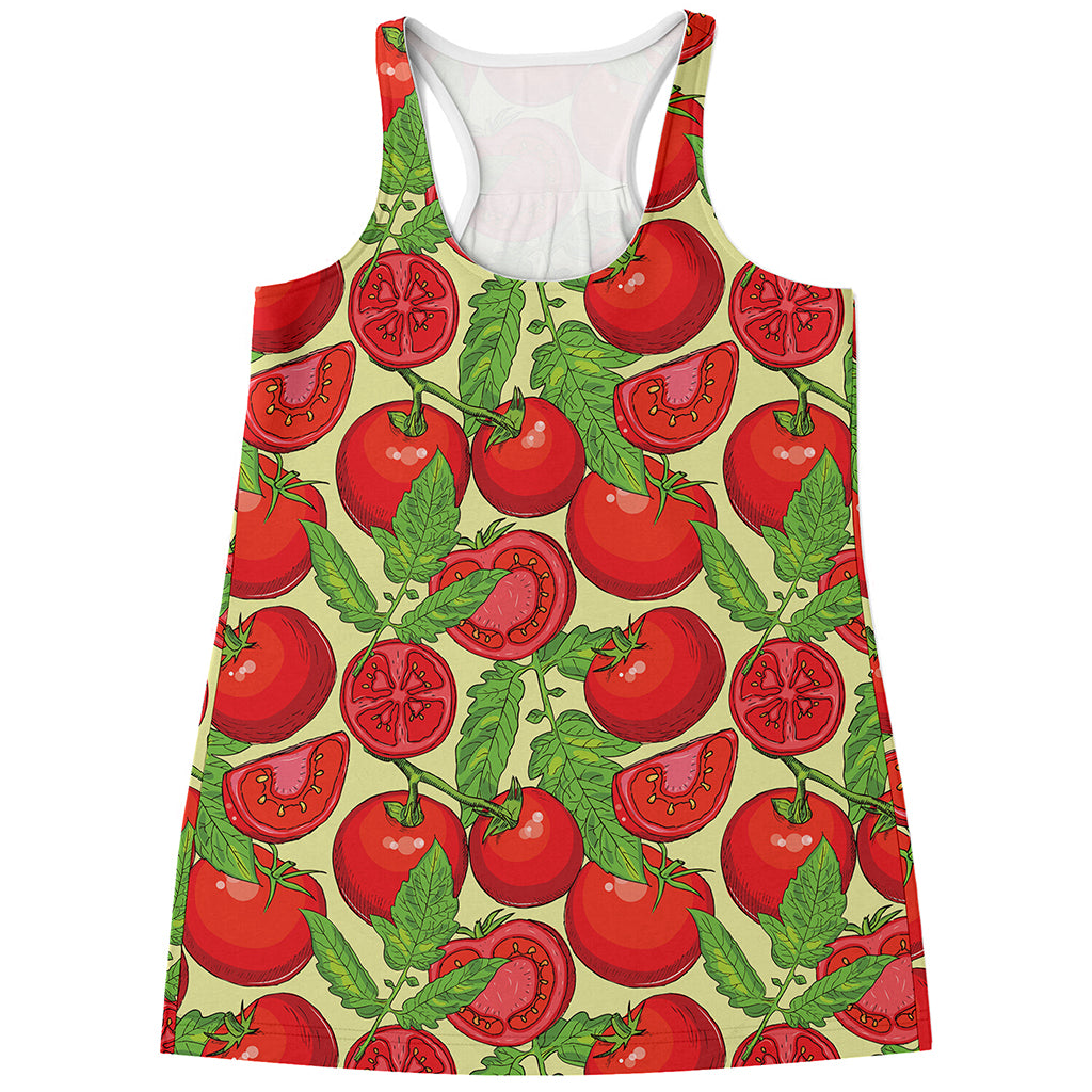 Hand Drawn Tomato Pattern Print Women's Racerback Tank Top