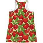 Hand Drawn Tomato Pattern Print Women's Racerback Tank Top