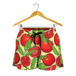 Hand Drawn Tomato Pattern Print Women's Shorts