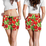 Hand Drawn Tomato Pattern Print Women's Shorts