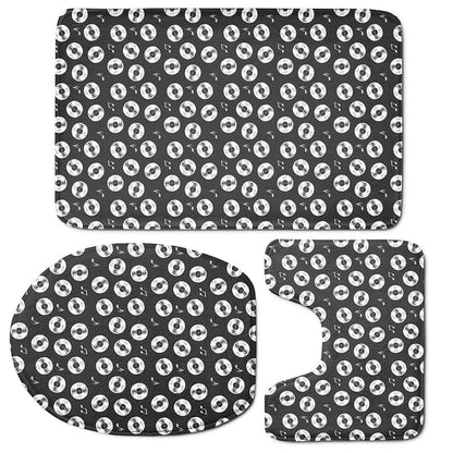 Hand Drawn Vinyl Record Pattern Print 3 Piece Bath Mat Set