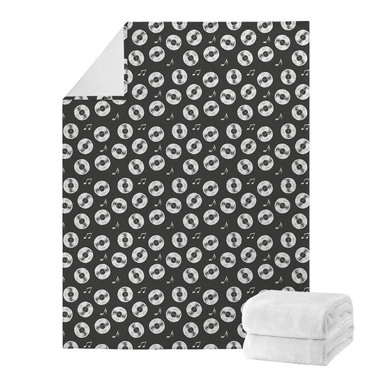 Hand Drawn Vinyl Record Pattern Print Blanket