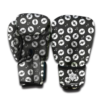 Hand Drawn Vinyl Record Pattern Print Boxing Gloves