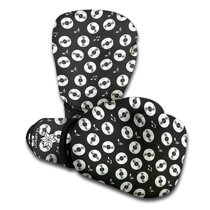 Hand Drawn Vinyl Record Pattern Print Boxing Gloves