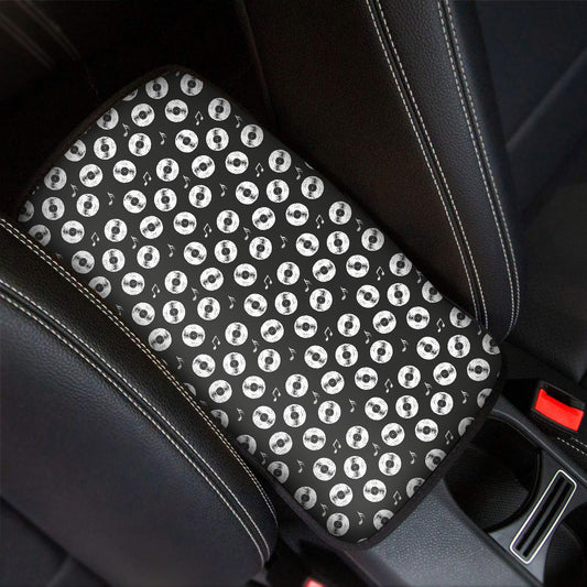 Hand Drawn Vinyl Record Pattern Print Car Center Console Cover